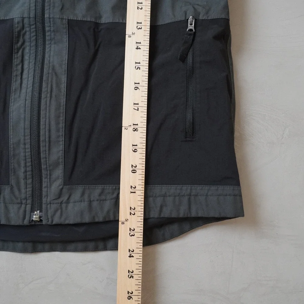 The North Face Boys Large 12 Hooded Windbreaker Jacket Black Grey Full Zip Mesh